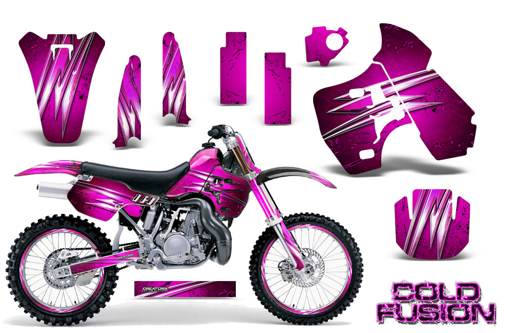 Kawasaki KX500 88-04 Graphics Kit Cold Fusion Pink NP Rims